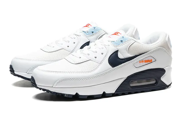 Nike Air Max 90 White Navy Orange Lifestyle Sneakers 5