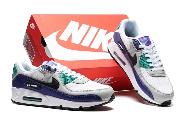Nike Air Max 90 White Royal Blue Teal Lifestyle Sneakers 2