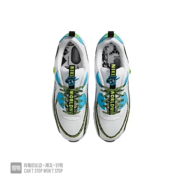 Nike Air Max 90 Worldwide White Blue Lime Lifestyle Sneakers 4