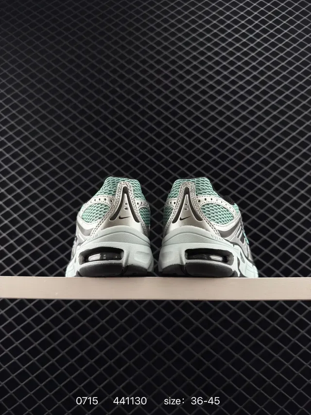 Nike Air Max Moto 2K Silver Green Wave-Shaped Synthetic Cage Open Mesh Panels Lifestyle Sneakers 3