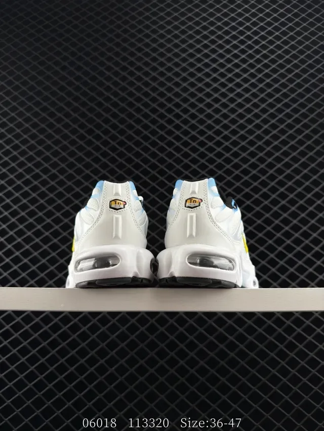 Nike Air Max Plus White Light Blue Yellow Lifestyle Sneakers 3