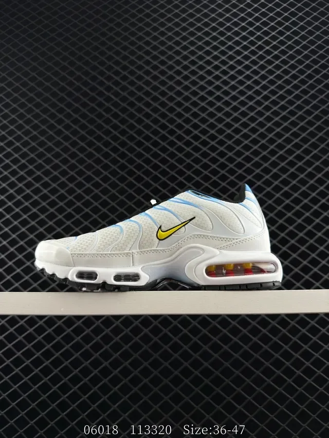 Nike Air Max Plus White Light Blue Yellow Lifestyle Sneakers 5
