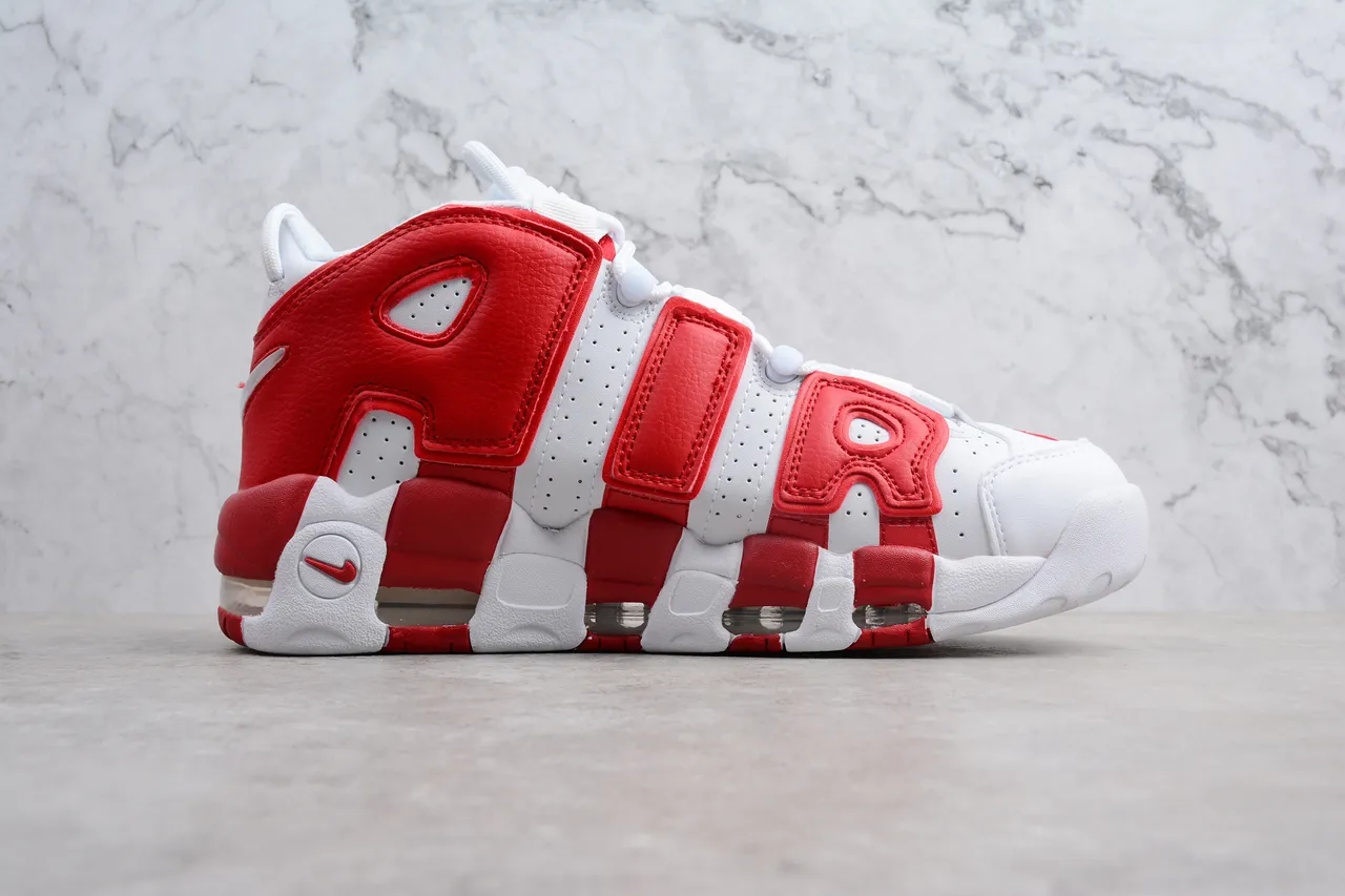 Nike Air More Uptempo White Red Basketball Shoes 8