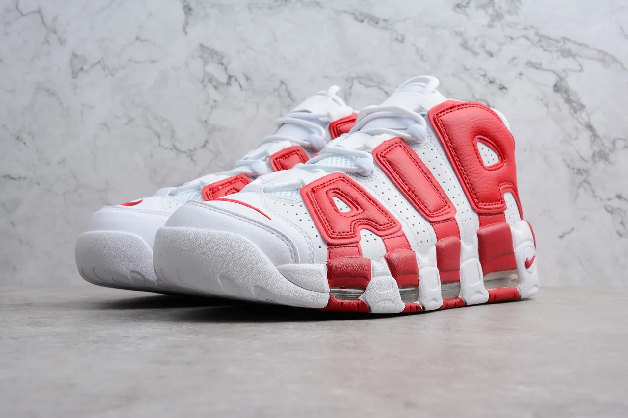 Nike Air More Uptempo White Red Basketball Shoes 9