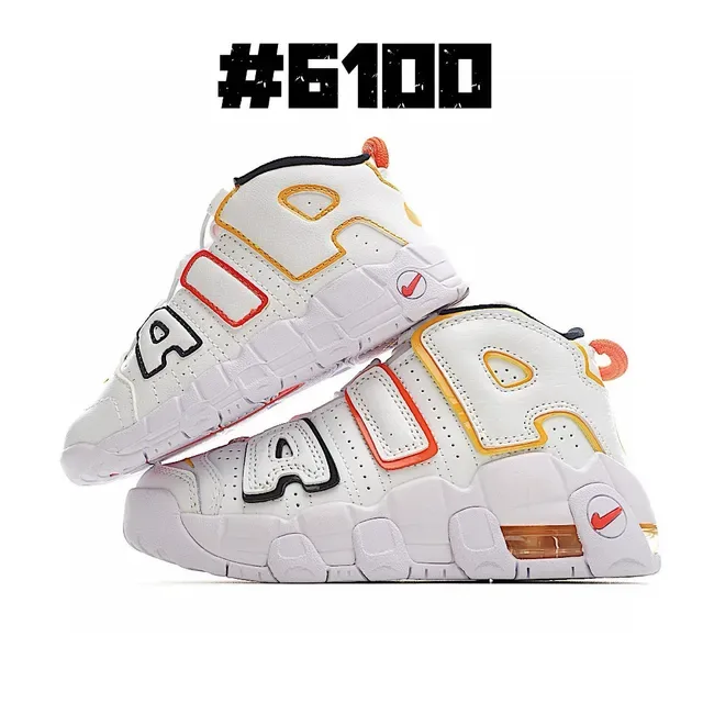 Nike Air More Uptempo White Royal Blue Gold Lifestyle Sneakers 16