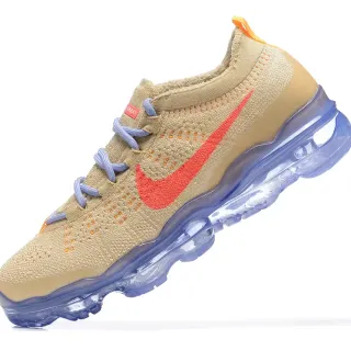 Nike Air VaporMax Flyknit Beige Orange Blue Lifestyle Sneakers