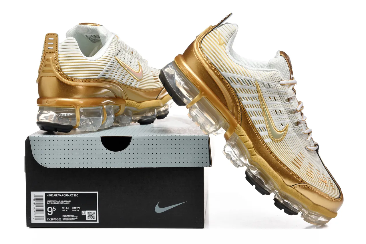 Nike Air VaporMax Plus Gold and White Lifestyle Sneakers 8