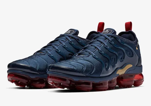 Nike Air VaporMax Plus Chaussures Lifestyle Bleu Marine et Rouge 5