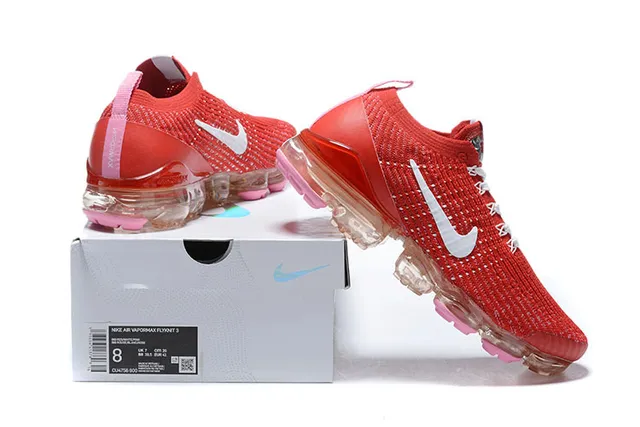 Nike Air VaporMax Tênis de corrida vermelhos brancos rosados 8