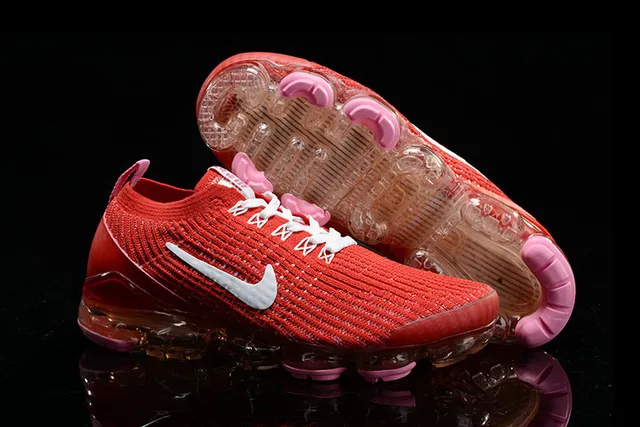 Nike Air VaporMax Tênis de corrida vermelhos brancos rosados 13