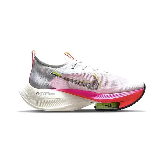 Nike Air Zoom Alphafly Chaussures de course blanc rose upper en knit ingénierie longueur complète mousse ZoomX 2