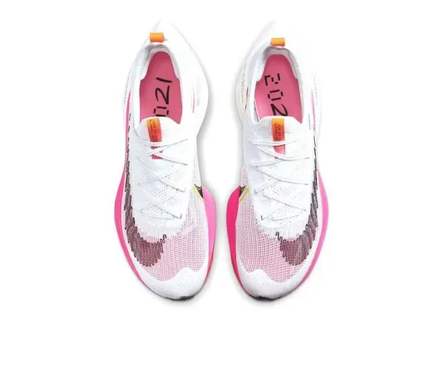 Nike Air Zoom Alphafly Chaussures de course blanc rose upper en knit ingénierie longueur complète mousse ZoomX 3