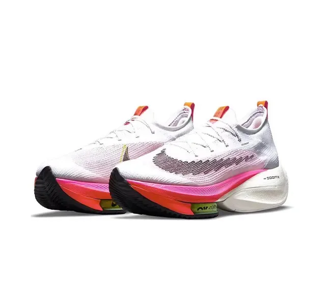 Nike Air Zoom Alphafly Chaussures de course blanc rose upper en knit ingénierie longueur complète mousse ZoomX 6