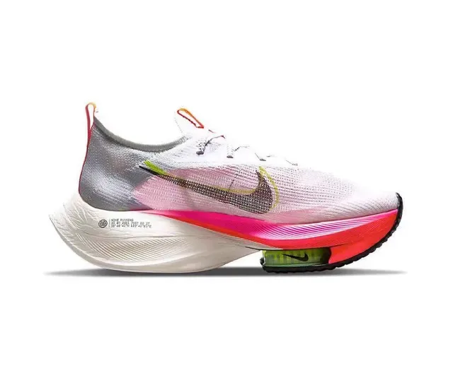 Nike Air Zoom Alphafly Chaussures de course blanc rose upper en knit ingénierie longueur complète mousse ZoomX 7