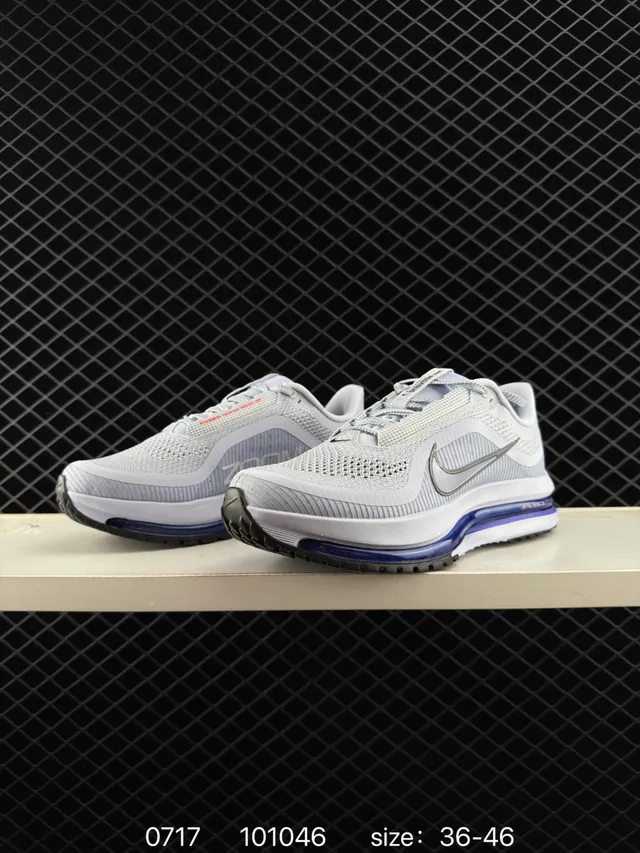 Nike Air Zoom Gray Blue Knit Mesh Upper Visible Unit Running Shoes 3