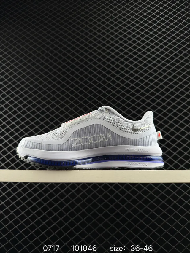 Nike Air Zoom Gray Blue Knit Mesh Upper Visible Unit Running Shoes 6