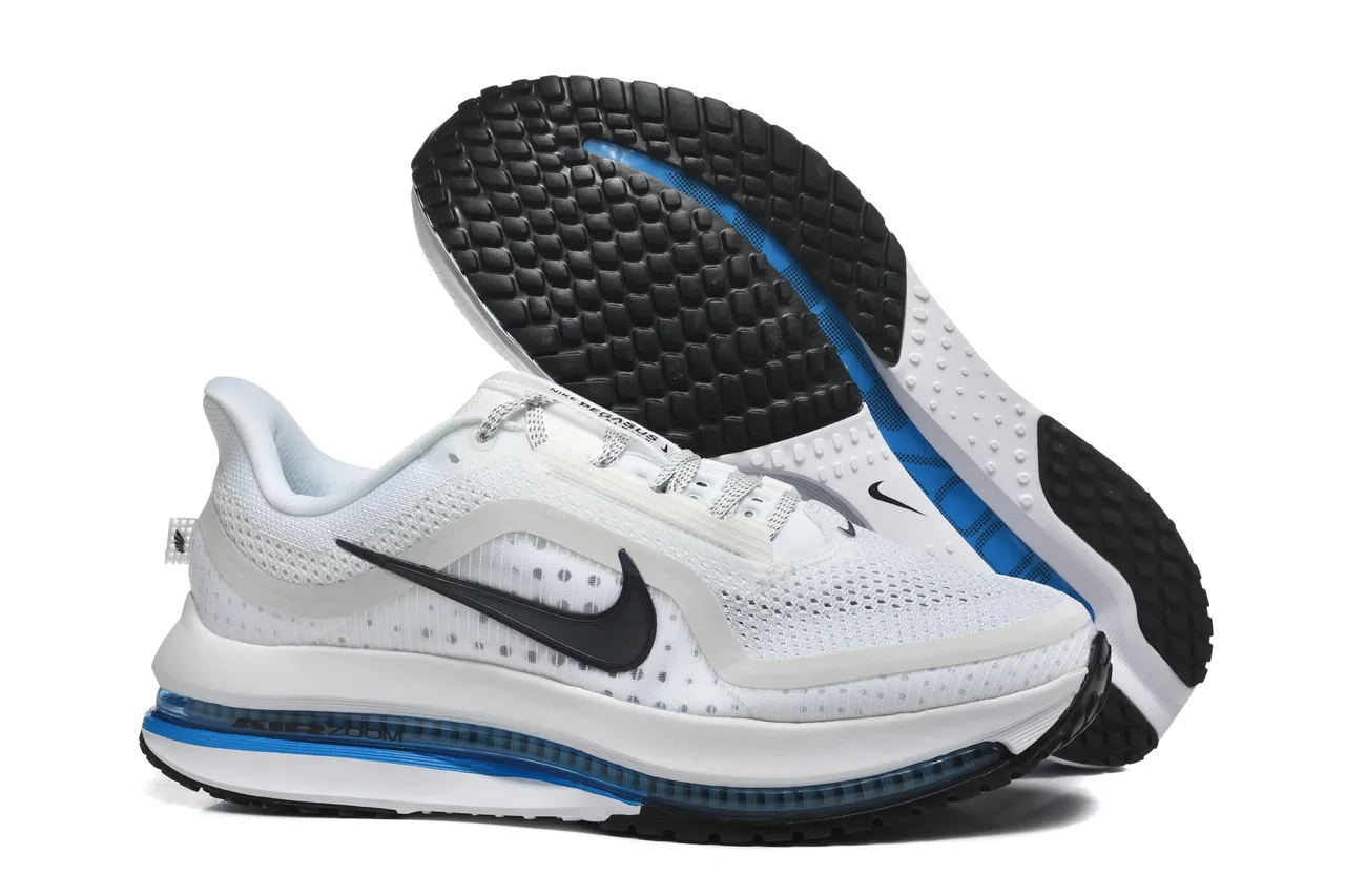 Nike Air Zoom Pegasus Blanc Bleu Haut en Maille Ingénierie Unité Visible de Longueur Complète Chaussures de Course 5