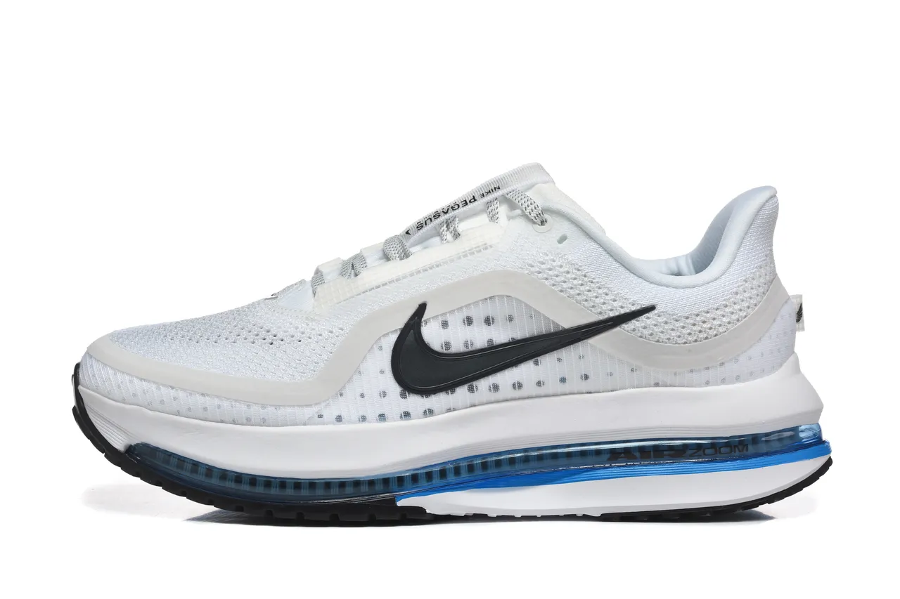 Nike Air Zoom Pegasus Blanc Bleu Haut en Maille Ingénierie Unité Visible de Longueur Complète Chaussures de Course 7