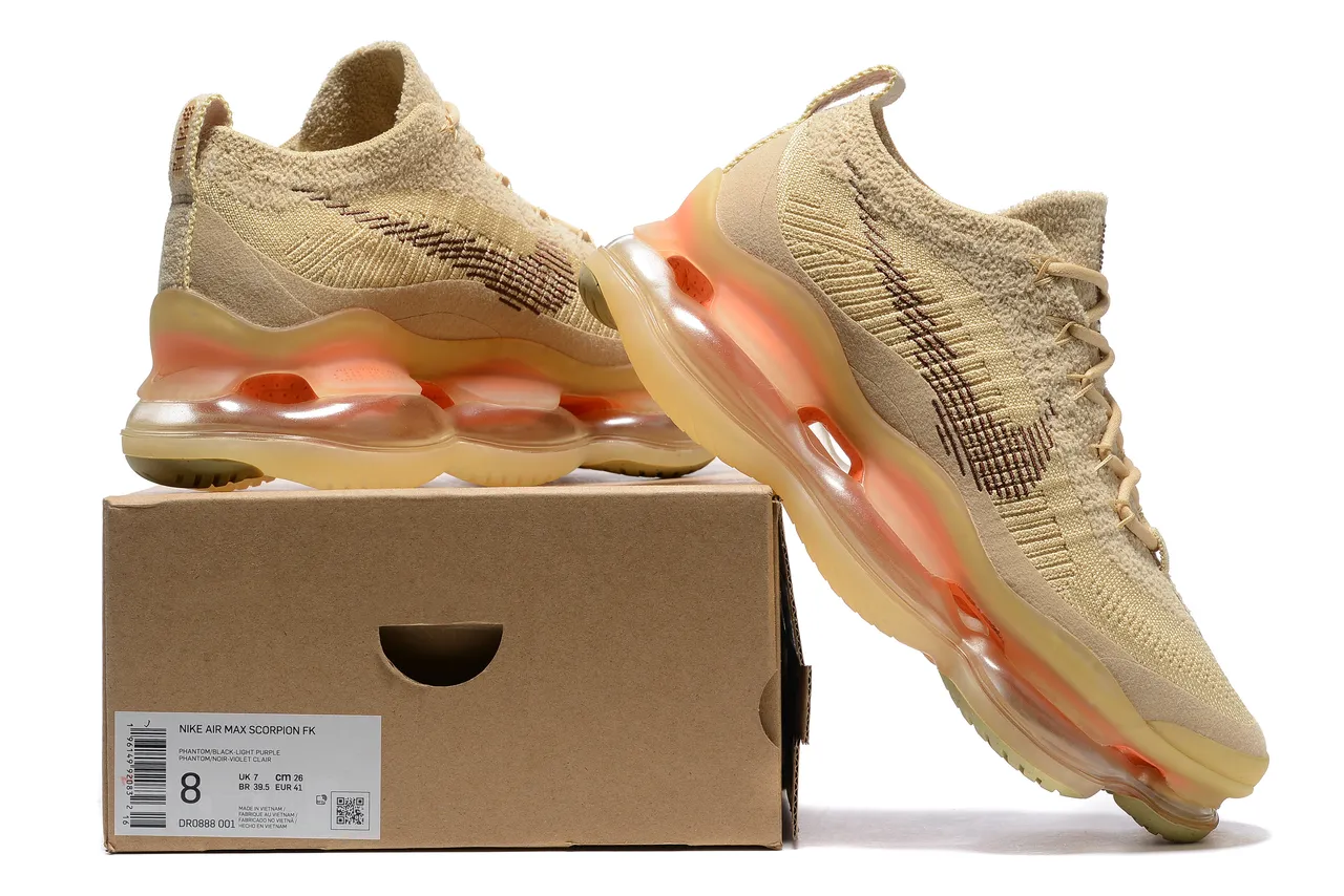 Nike Beige and Orange Translucent Midsole Knit Lifestyle Sneaker 8
