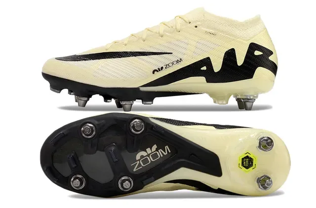 Nike Beige Noir Flyknit Graphique Onde Chaussures de Football Firm-Ground 7
