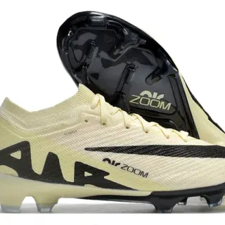 Nike Beige Black Knit Upper Air Zoom Cushioning Firm-Ground Soccer Shoes