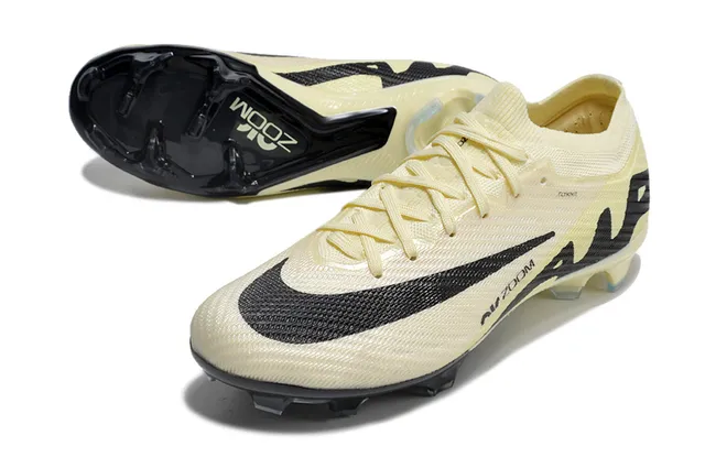 Nike Beige Black Knit Upper Air Zoom Cushioning Firm-Ground Soccer Shoes 3
