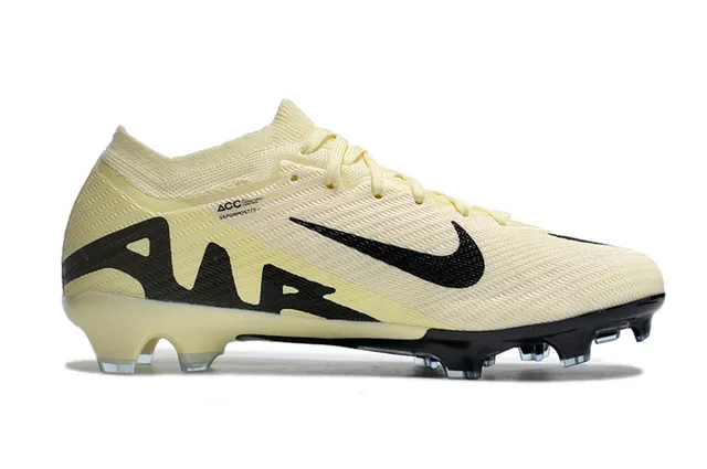Nike Beige Black Knit Upper Air Zoom Cushioning Firm-Ground Soccer Shoes 5