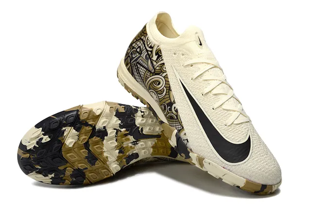 Nike beige noir col chaussette Flyknit empeigne pelouse football chaussures 3