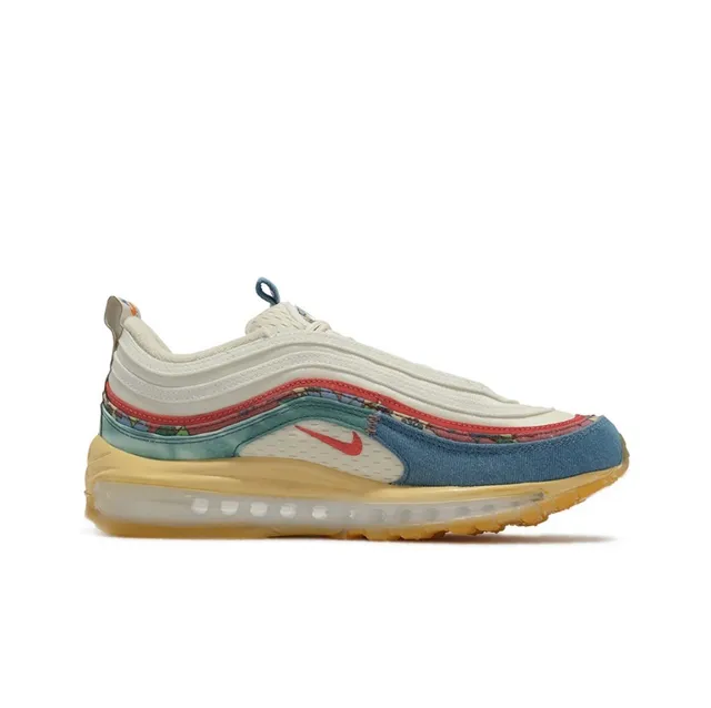 Nike Beige Blue Layered Wave-Pattern Upper Visible Air Unit Lifestyle Sneakers 7