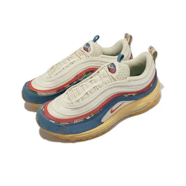 Nike Beige Blue Layered Wave-Pattern Upper Visible Air Unit Lifestyle Sneakers 8