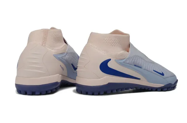 Nike Beige Bleu Sock-Fit Flyknit Upper Low-Profile Outsole Turf Chaussures de football 5