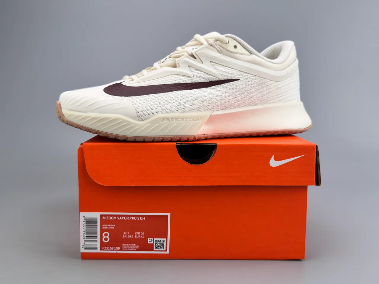 Nike Beige Burgundy Mesh Upper Synthetic Cage Overlay Lifestyle Sneakers 2