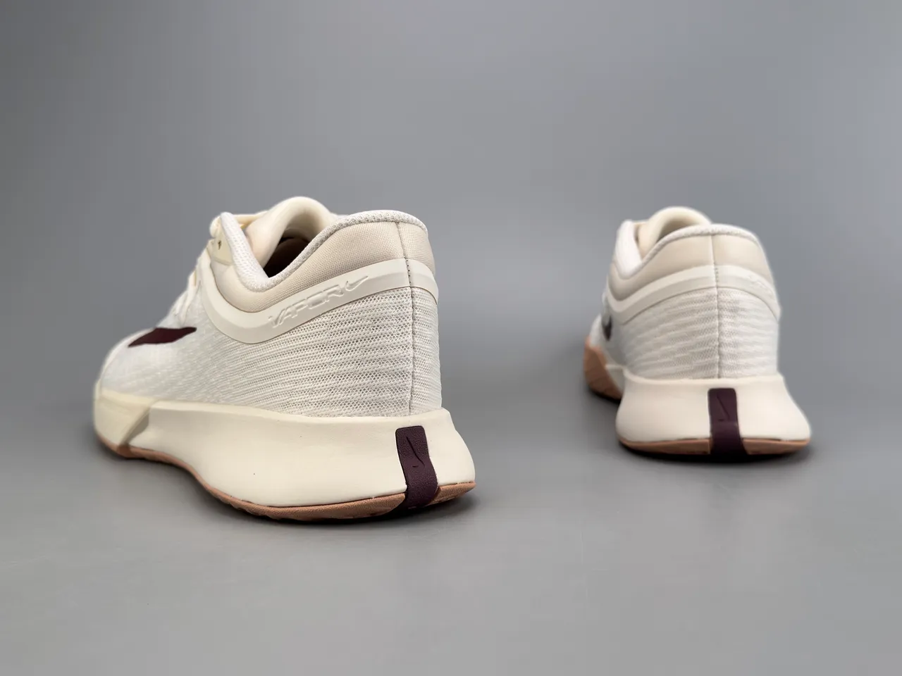 Nike Beige Burgundy Mesh Upper Synthetic Cage Overlay Lifestyle Sneakers 4