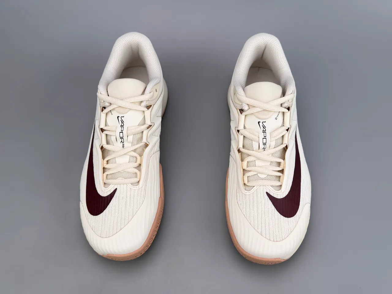 Nike Beige Burgundy Mesh Upper Synthetic Cage Overlay Lifestyle Sneakers 7