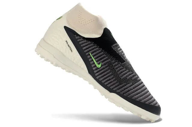 Nike Beige Vert Chaussures de Football Sock-Fit Tige Tricotée Texturée Avant-Pied Blanc Gazon Artificiel 4
