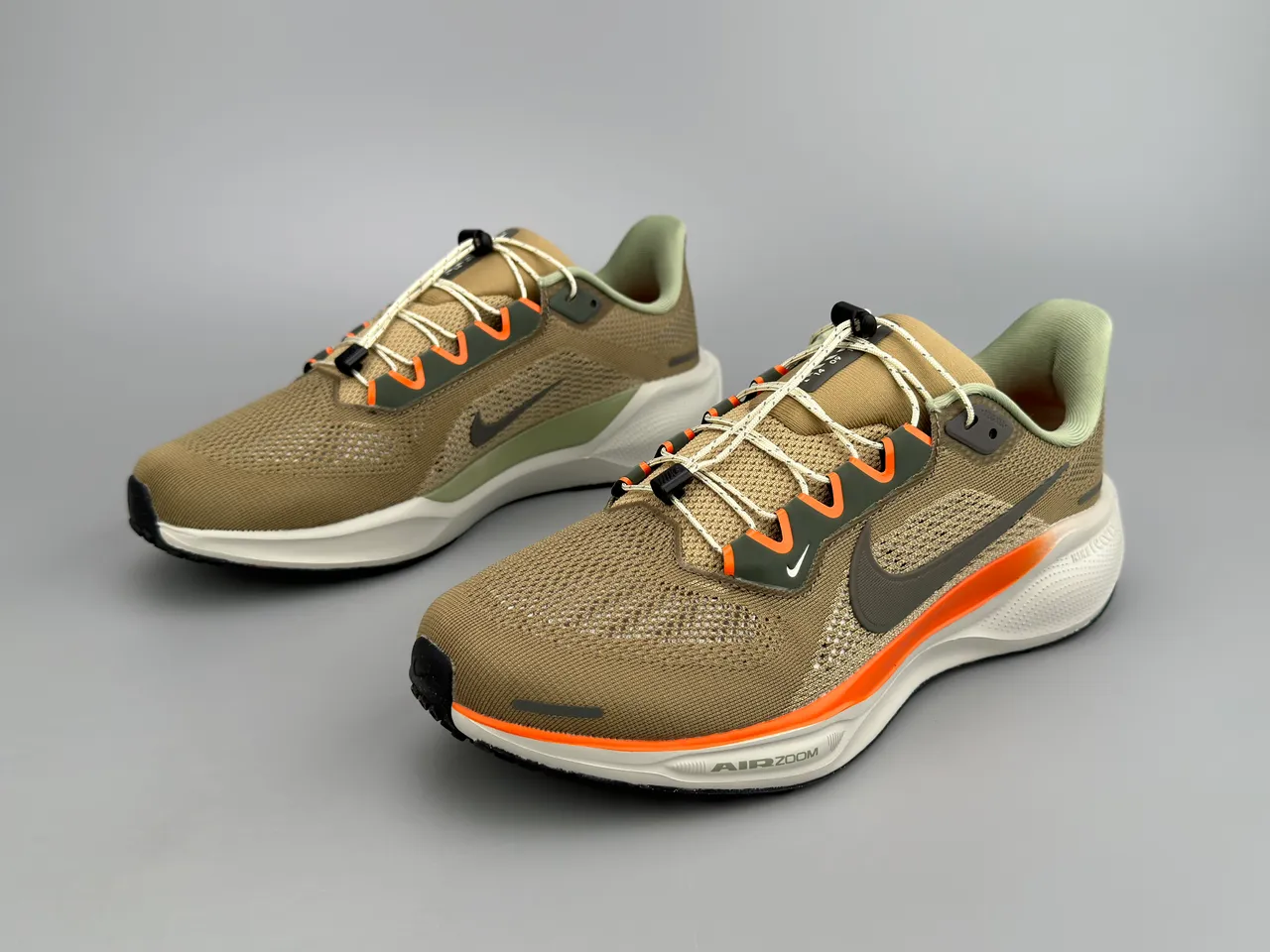 Nike Beige Orange Engineered Mesh Upper Dual-Density Midsole Running Shoes 5