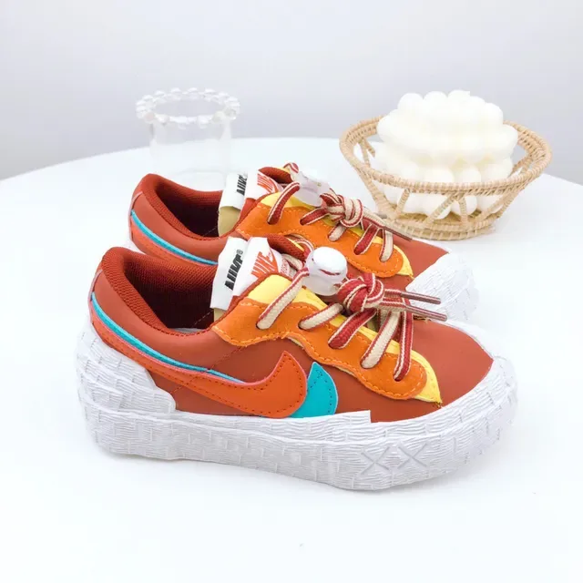 Nike Beige Orange Layered Multi-Material Upper Sculpted Textured Midsole Lifestyle Sneakers 14
