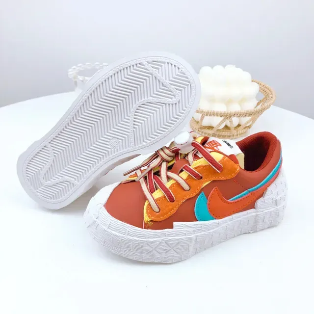 Nike Beige Orange Layered Multi-Material Upper Sculpted Textured Midsole Lifestyle Sneakers 15