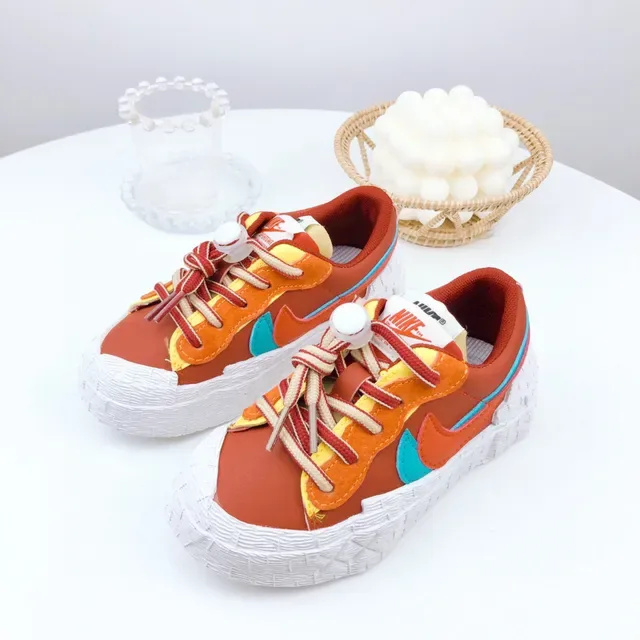 Nike Beige Orange Layered Multi-Material Upper Sculpted Textured Midsole Lifestyle Sneakers 16