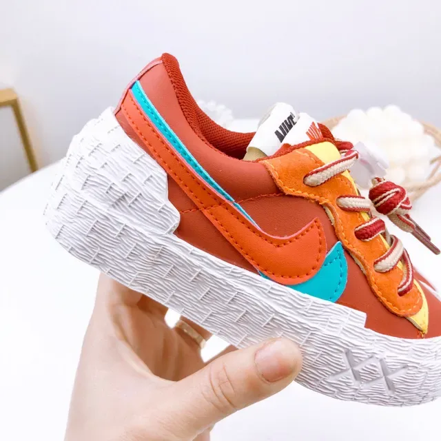 Nike Beige Orange Layered Multi-Material Upper Sculpted Textured Midsole Lifestyle Sneakers 17