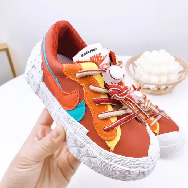 Nike Beige Orange Layered Multi-Material Upper Sculpted Textured Midsole Lifestyle Sneakers 18