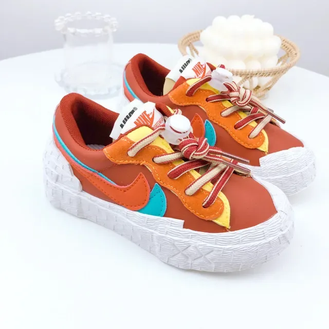 Nike Beige Orange Layered Multi-Material Upper Sculpted Textured Midsole Lifestyle Sneakers 19