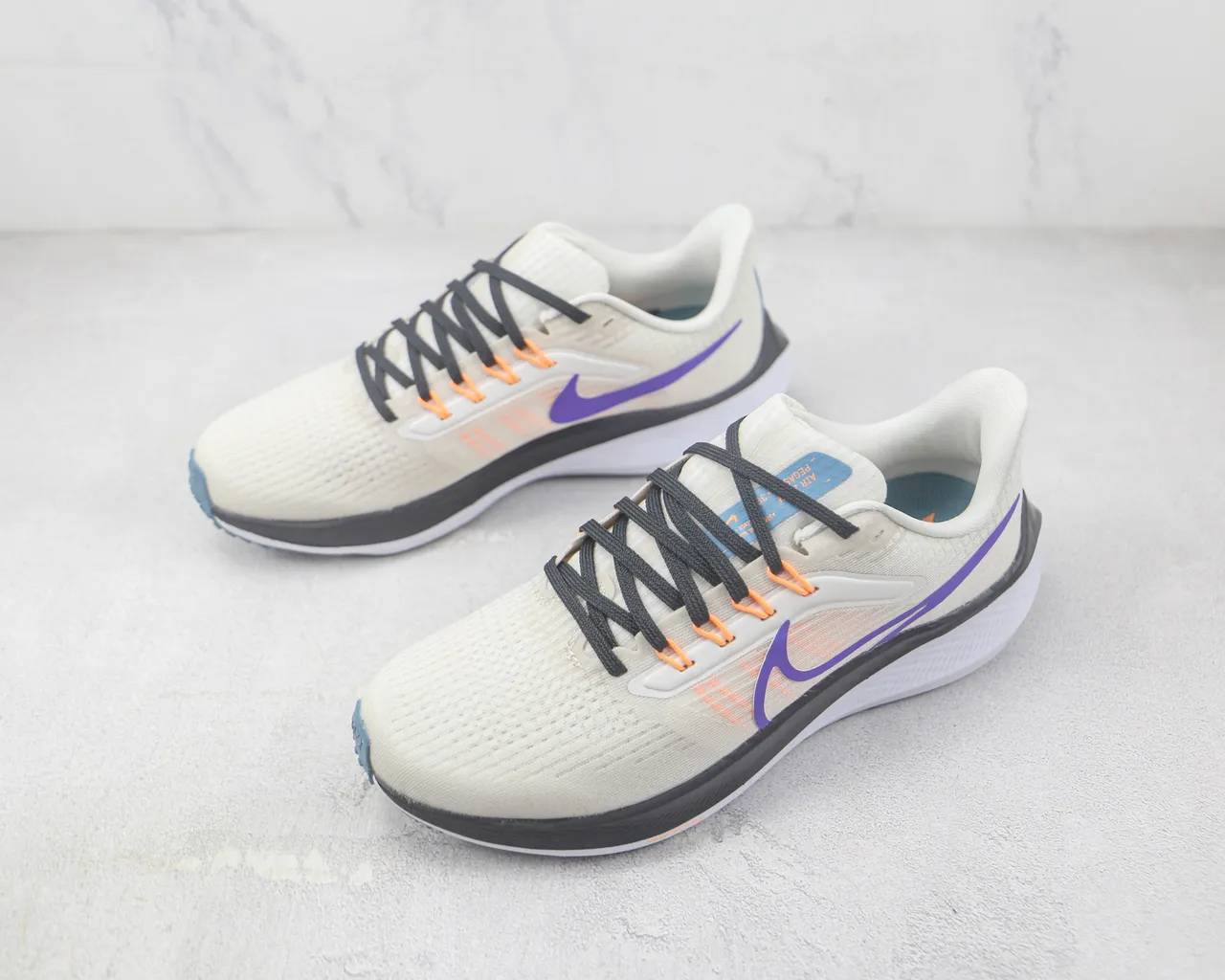 Nike Beige Purple Engineered Knit Upper Asymmetric Heel Counter Running Shoes 4