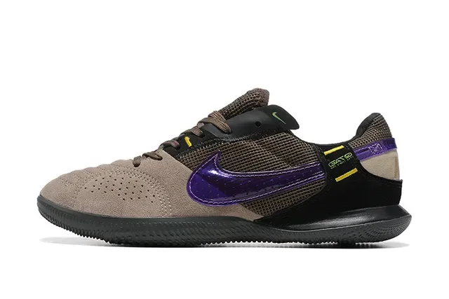 Nike Beige Purple Perforated Suede Upper Translucent Swoosh Sneakers 7