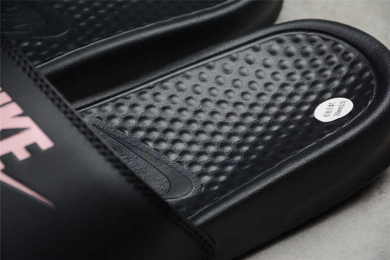 Nike Benassi Black Pink Single-Strap Molded Footbed Slippers 4