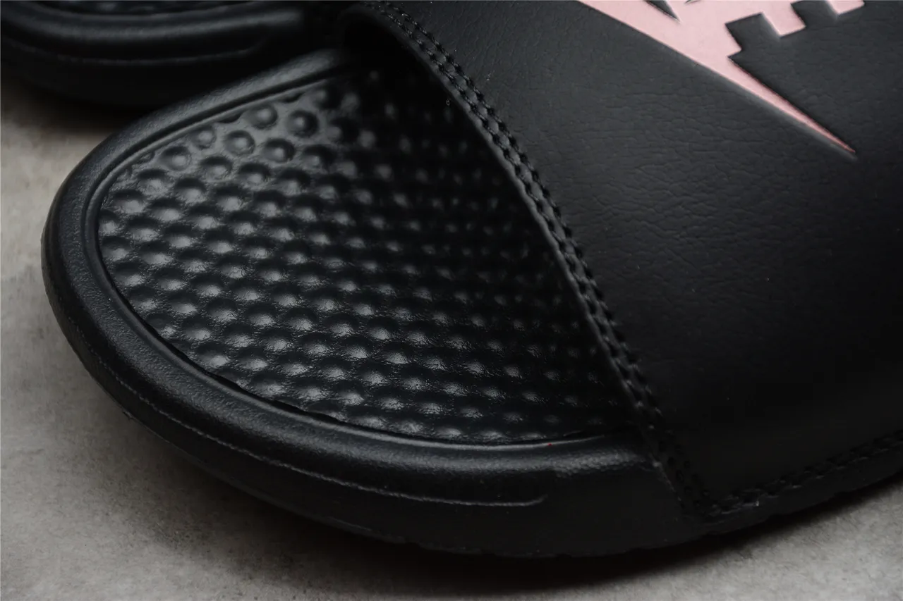 Nike Benassi Black Pink Single-Strap Molded Footbed Slippers 6