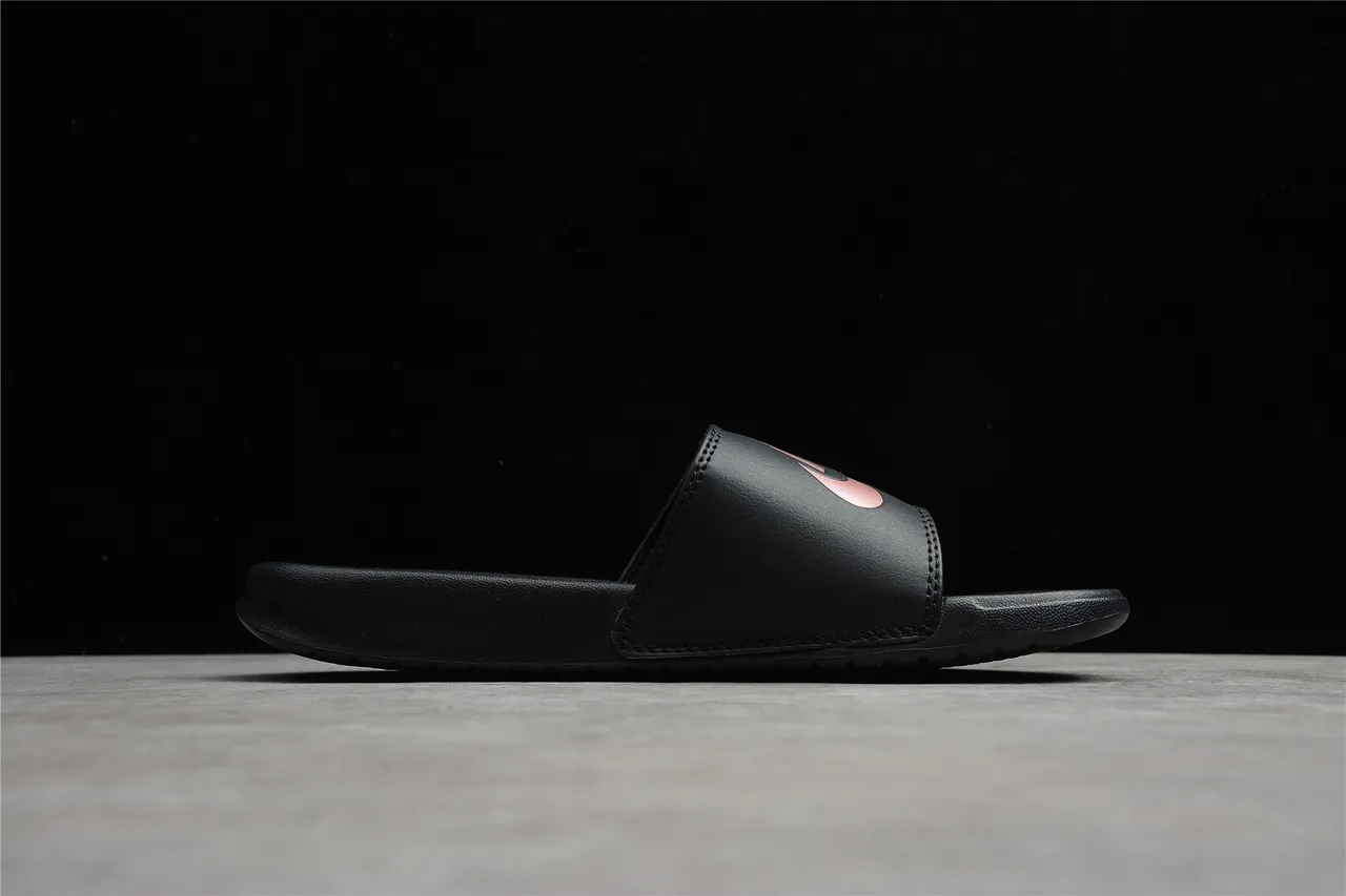 Nike Benassi Black Pink Single-Strap Molded Footbed Slippers 10