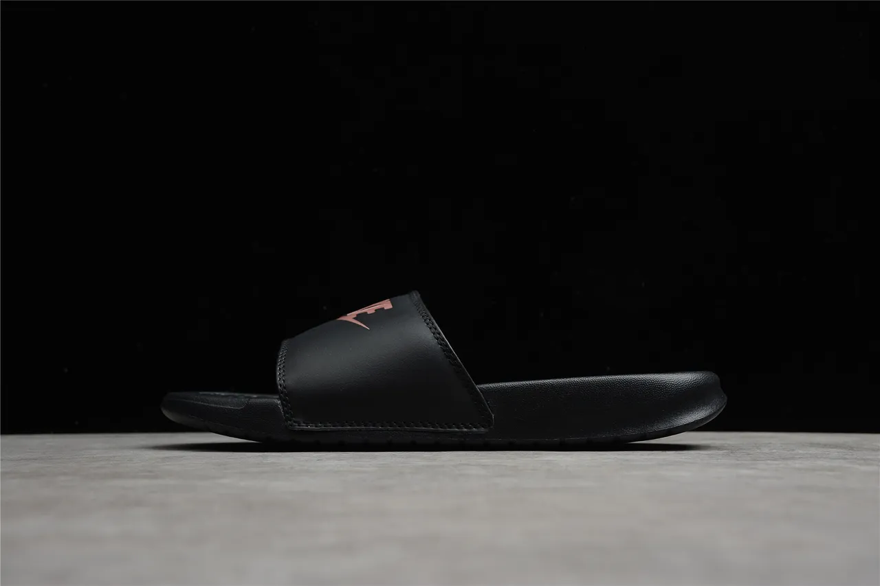 Nike Benassi Black Pink Single-Strap Molded Footbed Slippers 12