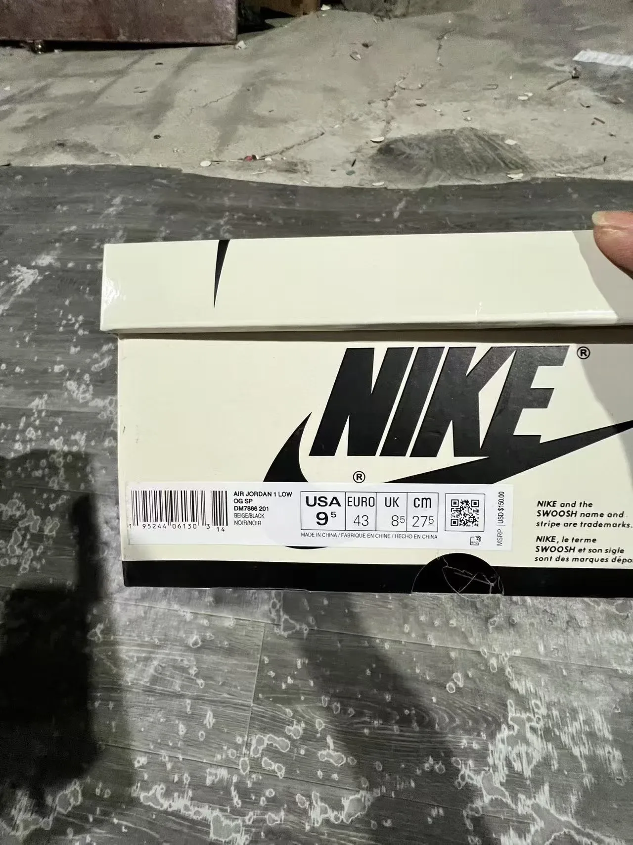 Nike Black Beige Cream Two-Tone Textured Leather Upper Lifestyle Sneakers 11