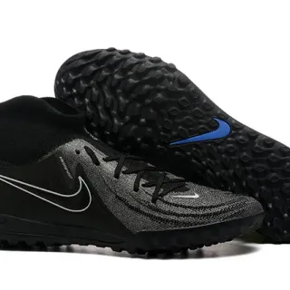 Nike Black Blue Knit Upper Sock-Fit Collar Turf Soccer Shoes